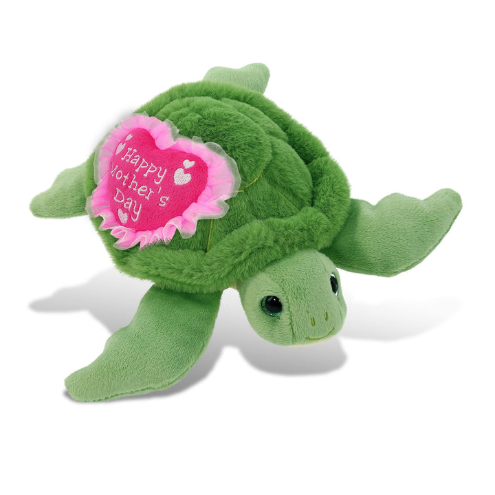 Plush Green Sea Turtle with Pink Heart 6.5 Inches Polyester