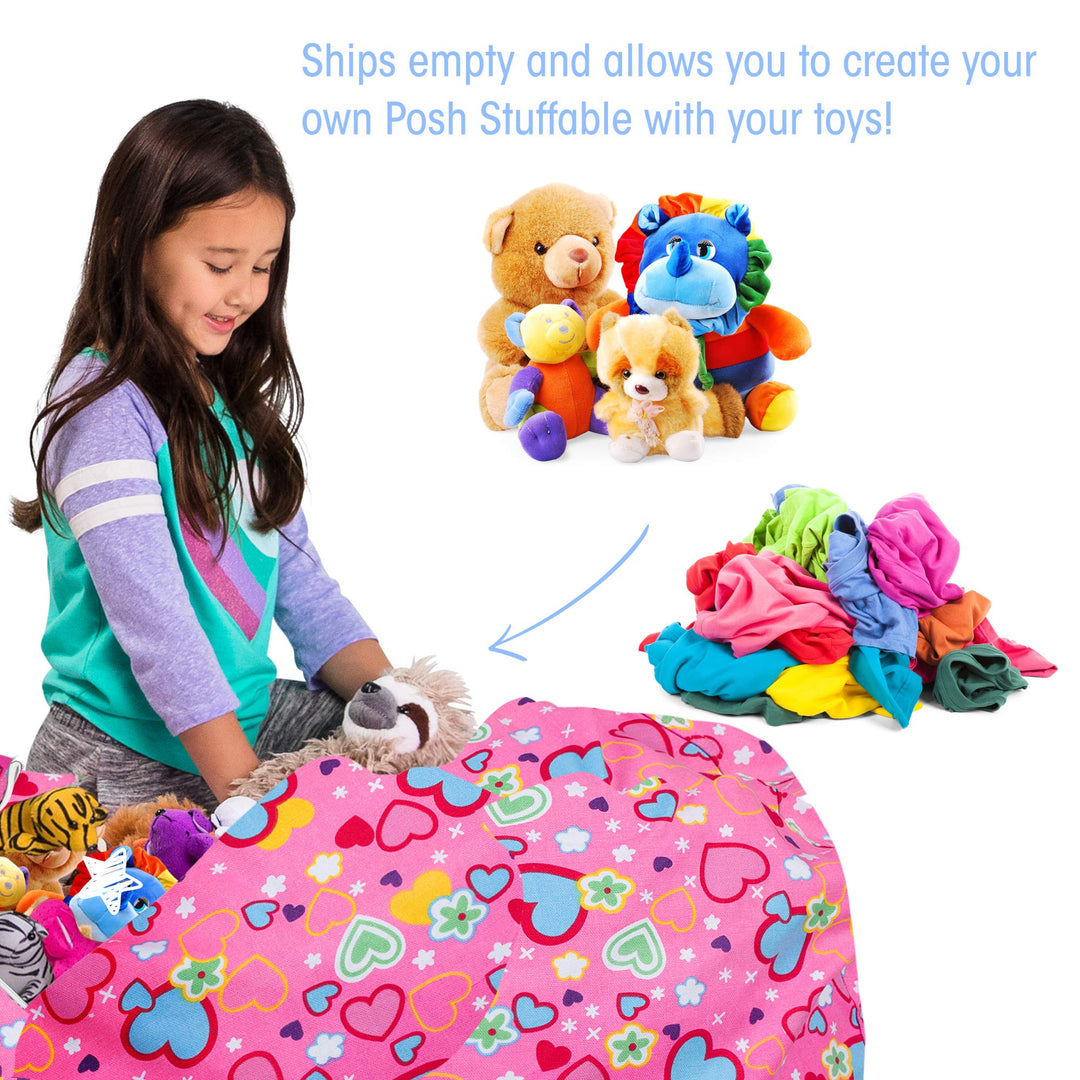 Posh Creations Stuffable Kids Stuffed Animal Storage Bean Bag Chair