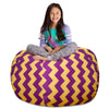 Posh Creations Stuffable Kids Stuffed Animal Storage Bean Bag Chair Cover - Childrens Toy Organizer, X-Large 48" - Pattern Chevron Purple and Yellow