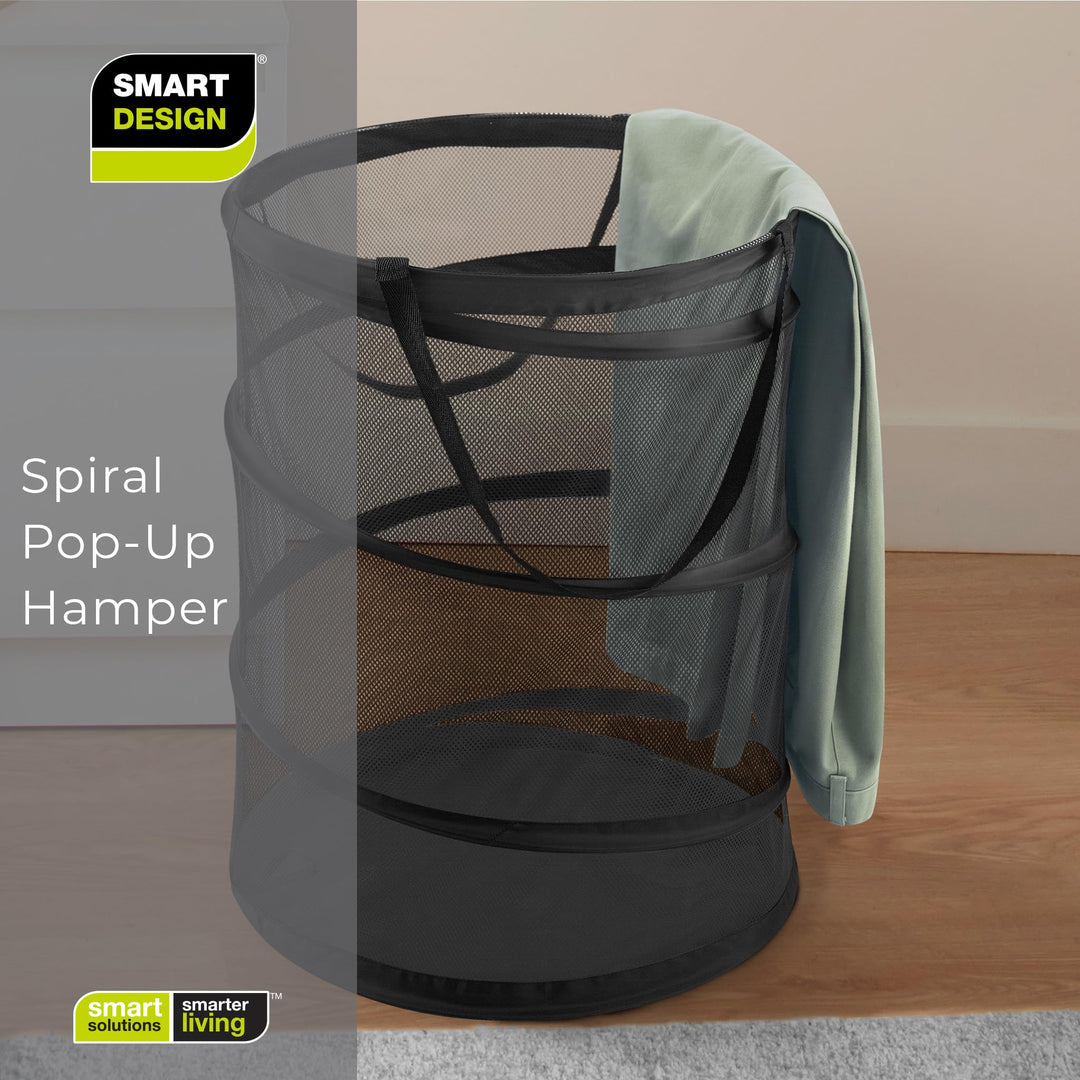 Smart n Pop-Up Spiral Laundry Hamper Bag Mesh - Collapsible