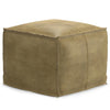 SIMPLIHOME Sheffield 18 Inch Boho Square Pouf in Distressed Sandcastle Genuine Leather, For the Living Room, Bedroom and Kids Room