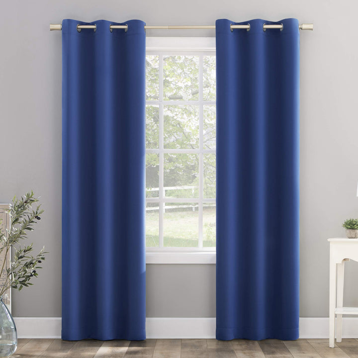 Sun Zero Riley Kids Bedroom Blackout Grommet Curtain Panel, 40" x 63", Classic Blue