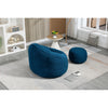 Lazy Bean Bag Sofa Chair for Adults with Foam Filled Footrest Blue