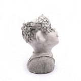 Grey Mgo Kissing Flower Child Bust Planter Mid-Century Modern Round