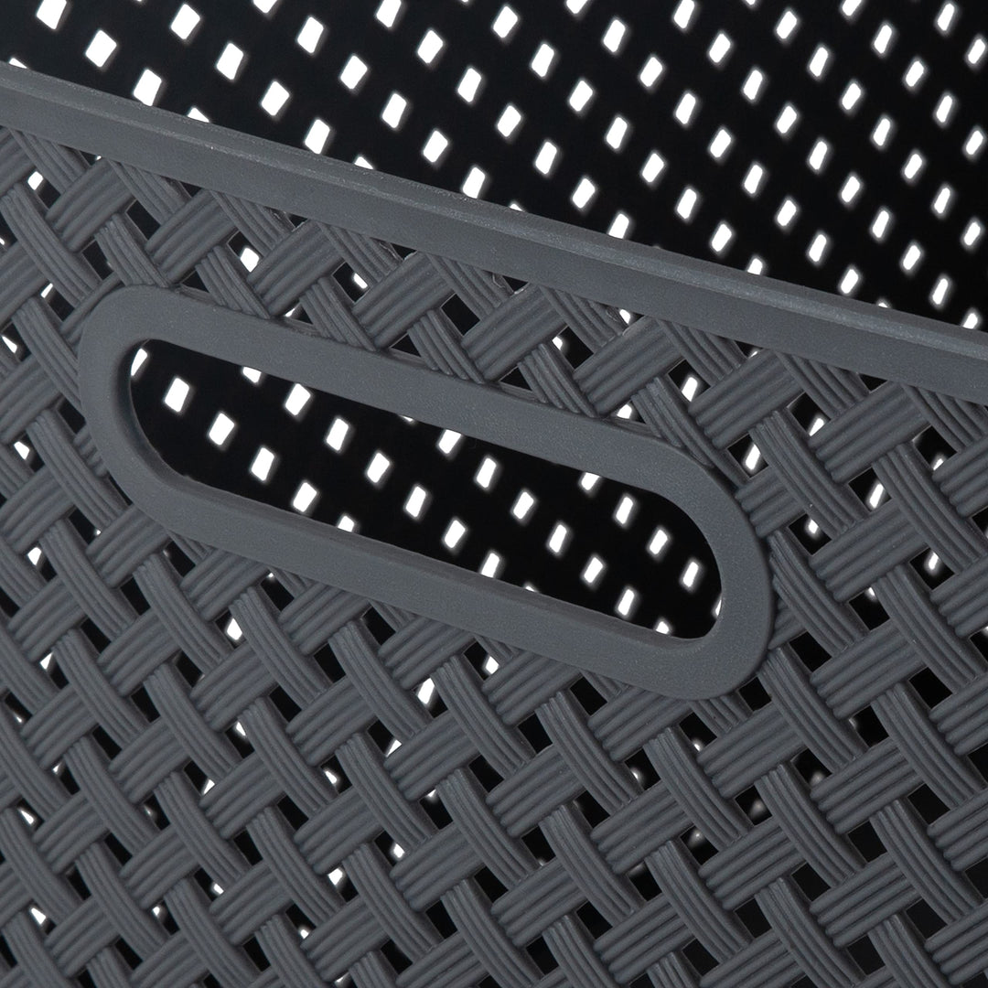 Simplify Large Resin Wicker Tote | Storage Bin | Plastic Organizer |