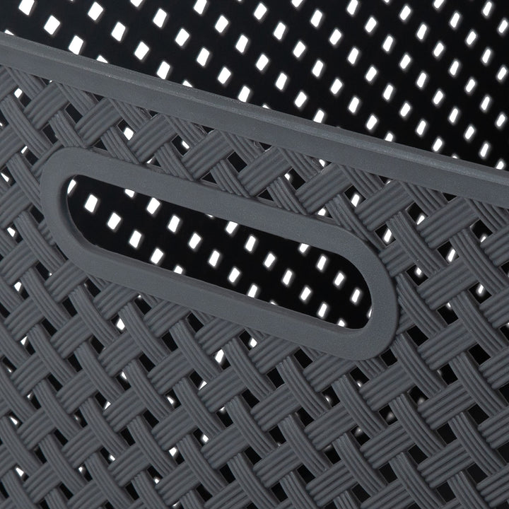 Simplify Large Resin Wicker Tote | Storage Bin | Plastic Organizer |