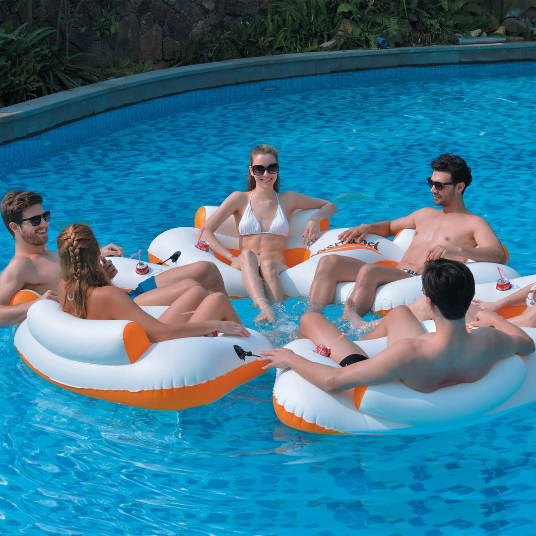 Inflatable Orange and White River Land Two Swimming Pool Sofa