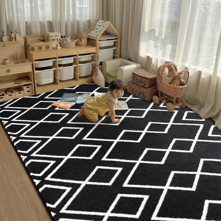 6x9 Feet Black Rug for Living Room Nursery Play Mat 6 Ft X 9 Multi