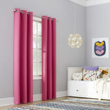 Sun Zero Riley Kids Bedroom Blackout Grommet Curtain Panel, 40" x 95", Hot Pink