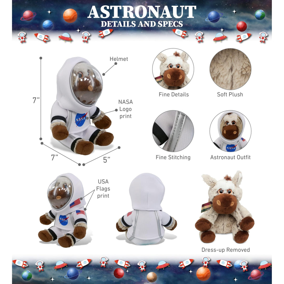 Donkey with Ribbon Astronaut Helmet and Suit 9 Inches Brown White