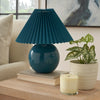 Nourison 13" Ceramic Round amp with Pleated Shade for Bedroom