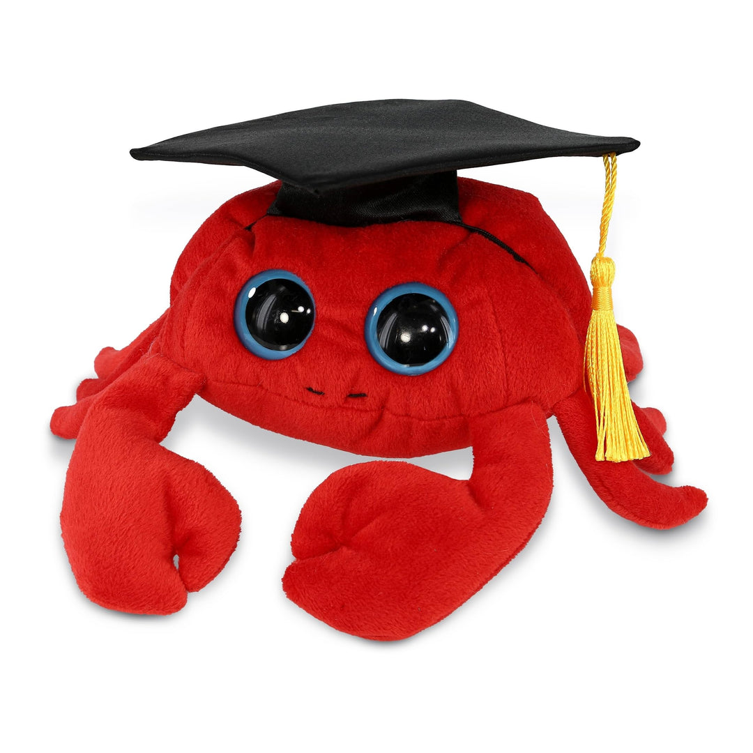 Red Crab Graduation Plush Toy with Cap 9.5 Inches Black Polyester