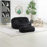 Bean Bag Chair Fur Lazy Sofa with Ottoman Memory Sponge for Living