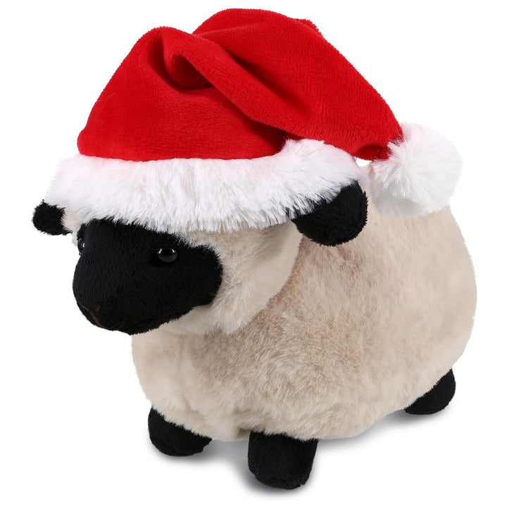 Santa Blacknose Sheep Stuffed Animal with Outfit 8.5 Inches Black Red White Polyester