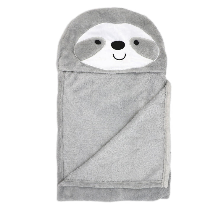 Sloth Hooded Baby Blanket Gray Grey Solid Color Neutral Animals Polyester