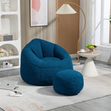 Bedding Bean Bag Sofa Chair High Pressure Foam with Padded Padding Blue Casual Microfiber Antique