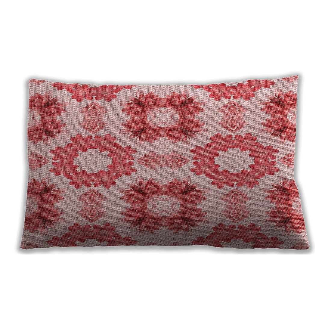 Patterned Indoor-Outdoor Baby Pink Lumbar Throw Pillow Abstract Modern Contemporary Chenille Single Removable Cover