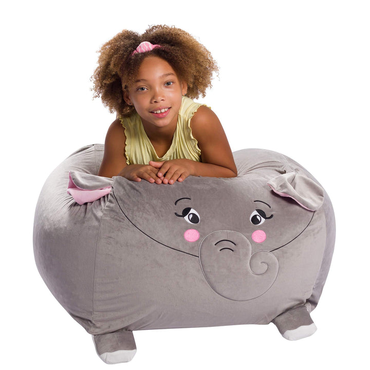 Posh Creations XSLG-COVER-AN011 Bean Bag Chair, Elephant - Gray, Large-24 inch