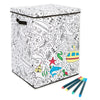 BAUM Kid's Storage Coloring Lidded Hamper with 4-Pack Washable Markers, Under Sea Print