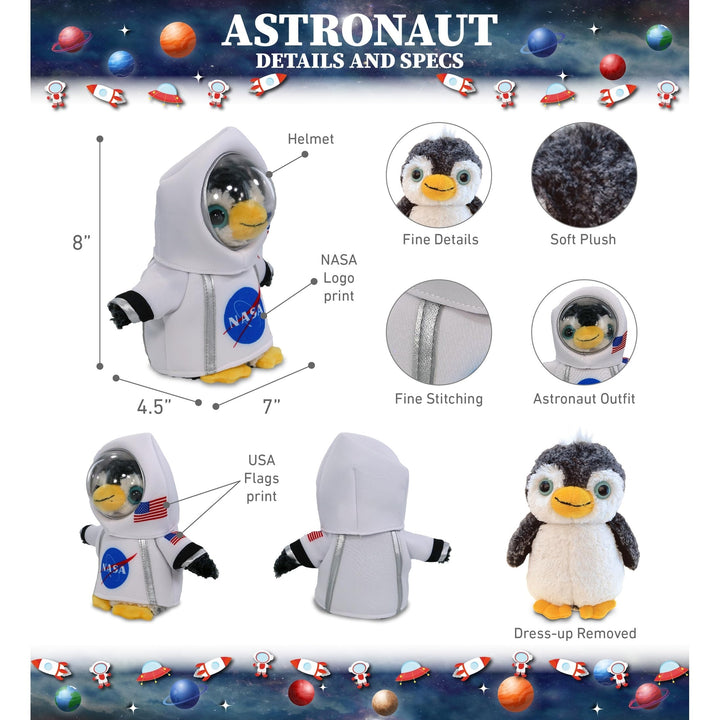 Marine Wild Penguin Astronaut Plush with Helmet and Suit 8 Inches