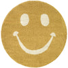 Smiley Face Kids Shag Area Rug 5'3" Round Cream White Yellow Novelty