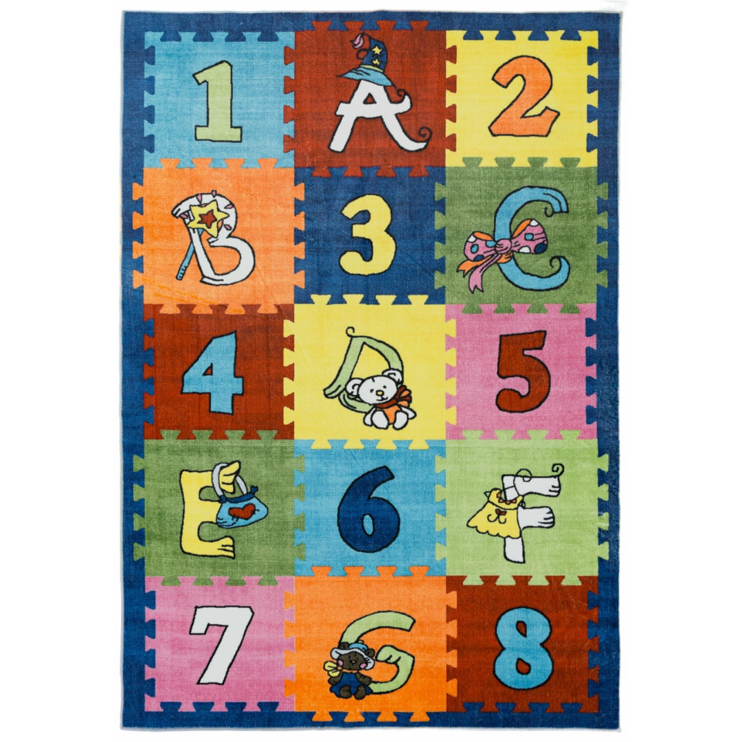 Kids Collection Colorful Numbers Letters Design Playful Rug 5'x'7'