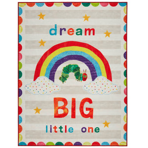 Eric Carle Home Dynamix The Very Hungry Caterpillar Elementary Dream Big Little One Kids Machine Washable Area Rug, White/Grey, 35"x51", 35" x 51"