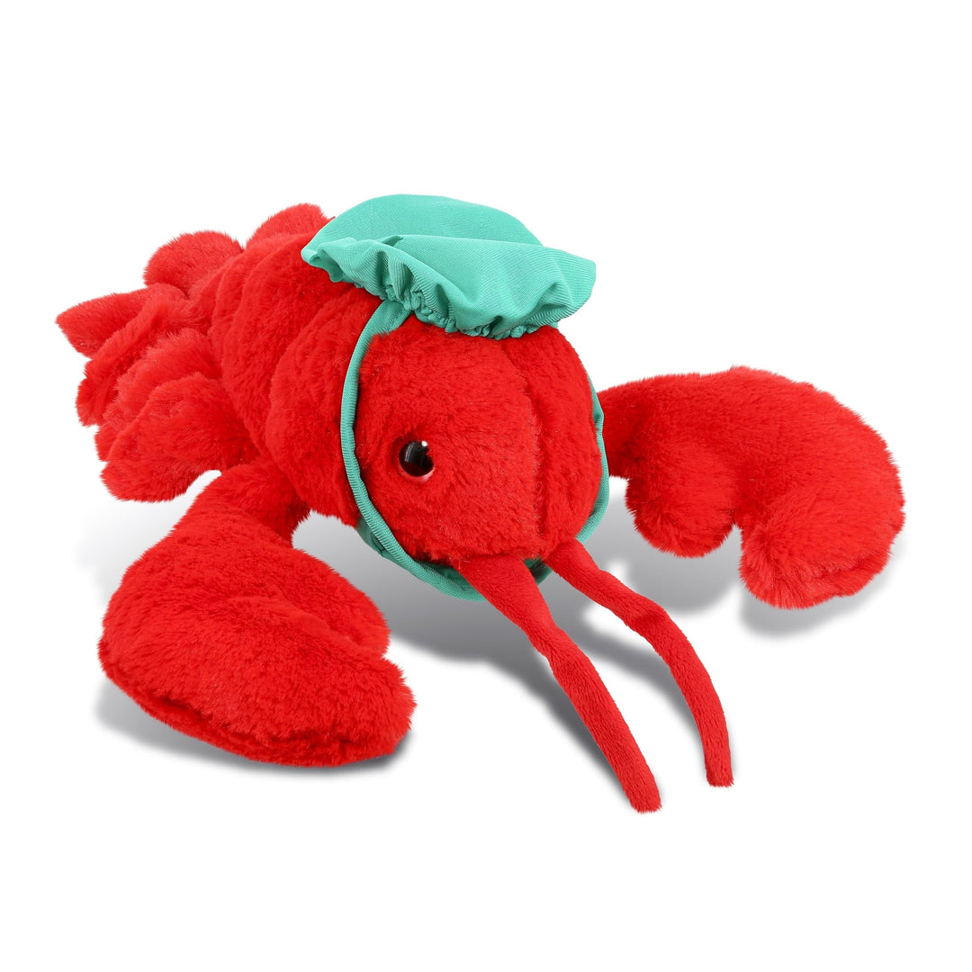 Elegant Red Lobster Doctor Plush Toy W/Scrub Cap Face Mask 13 Inches Green Polyester