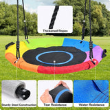 Heavy Duty Swing Set for Backyard with Saucer 2 Belt Swings Black