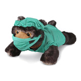 Wild Black Bear Doctor Plush with Scrub Uniform and Cap 10 Inches Green Polyester