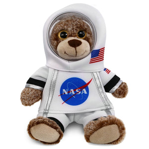 Brown Bear Astronaut Plush Toy with Space Helmet and Suit 9 Inches White Polyester