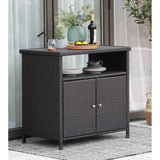 Wicker Storage Cabinet Indoor and Outdoor Waterproof Prep Bar Table