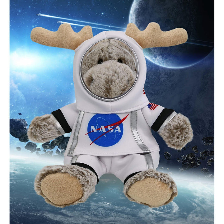 Sitting Moose Astronaut Plush with Space Helmet and Suit 8 Inches