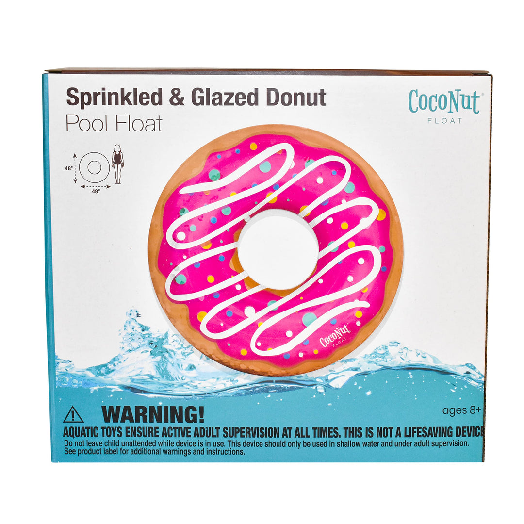 Coconut Outdoor Sprinkled & Glazed Pink Donut Pool Float -