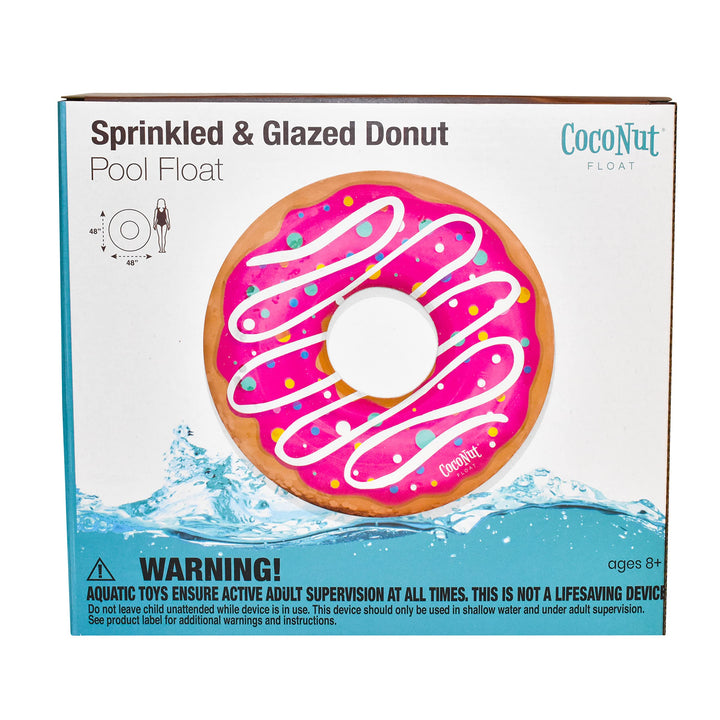 Coconut Outdoor Sprinkled & Glazed Pink Donut Pool Float -