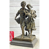 Fisherman Family Man Woman Baby Bronze Statue Sculpture Romantic