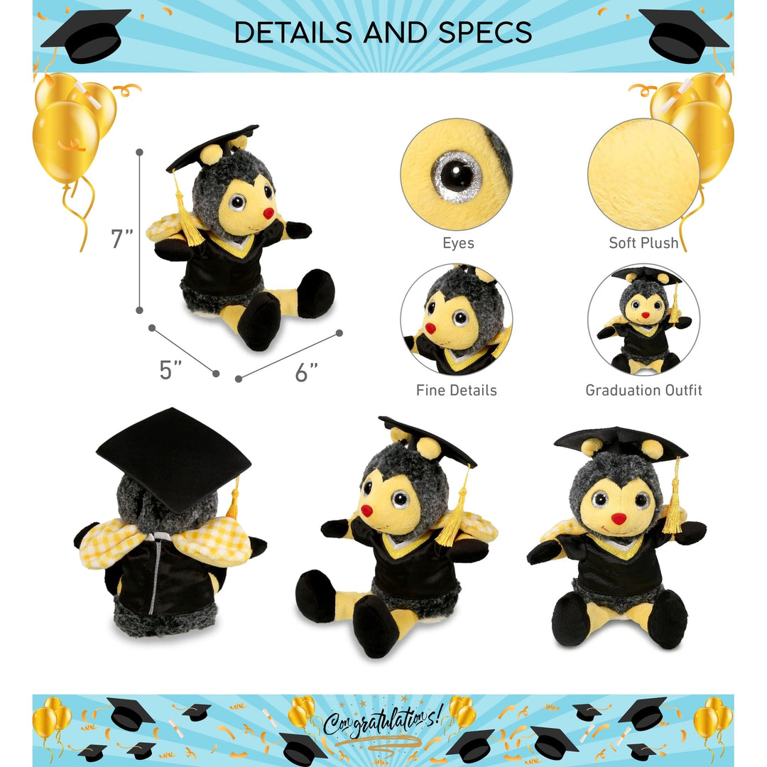 Sitting Honeybee Graduation Plush with Gown and Cap W/Tassel 7