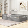 Wooden Children's Floor Bed Twin Size Kids Mother Child Grey Modern