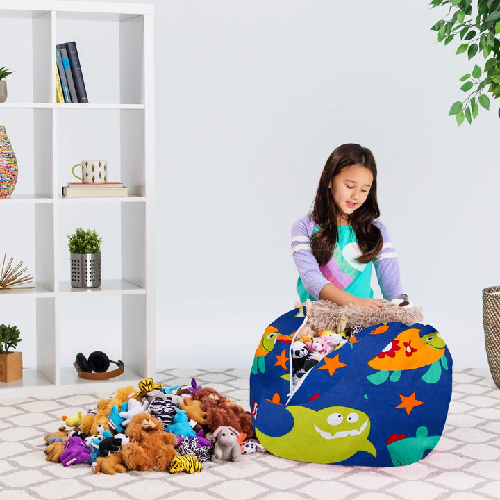 Posh Creations Stuffable Kids Stuffed Animal Storage Bean Bag Chair