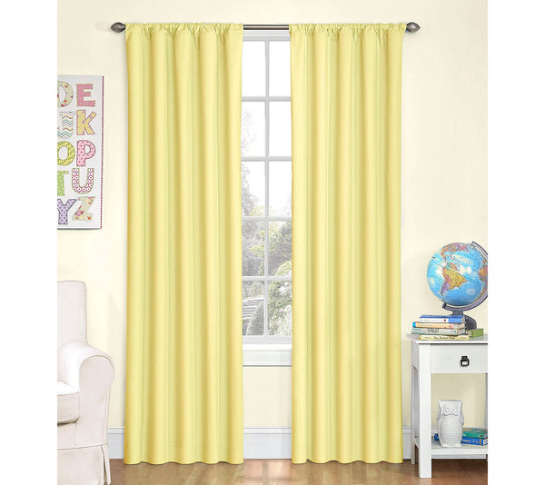 ECLIPSE Microfiber Blackout Thermal Rod Pocket Window Curtains for Bedroom or Nursery (Single Panel), 42" x 84", Yellow