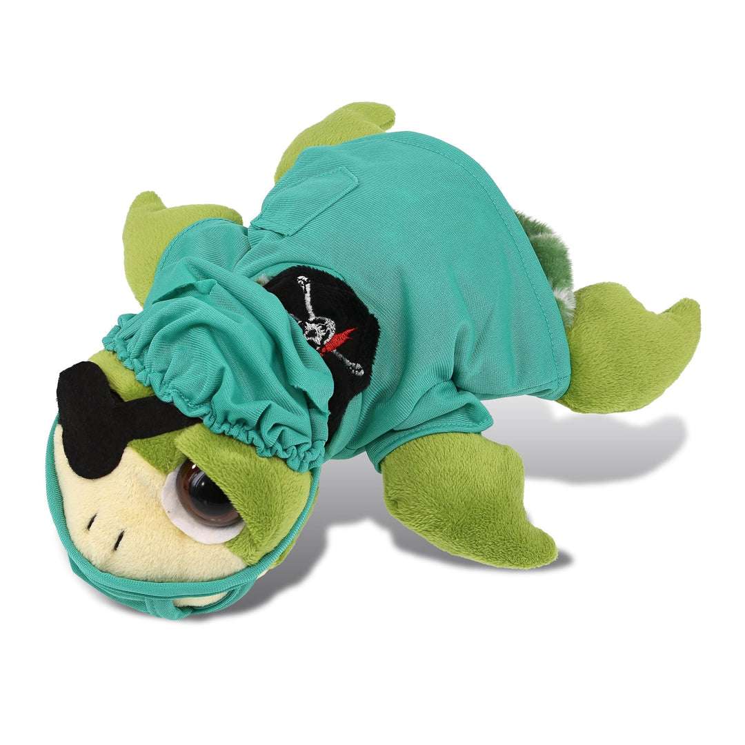 Green Pirate Sea Turtle Doctor Plush W/Scrub Uniform and Cap 10.5 Inches Polyester