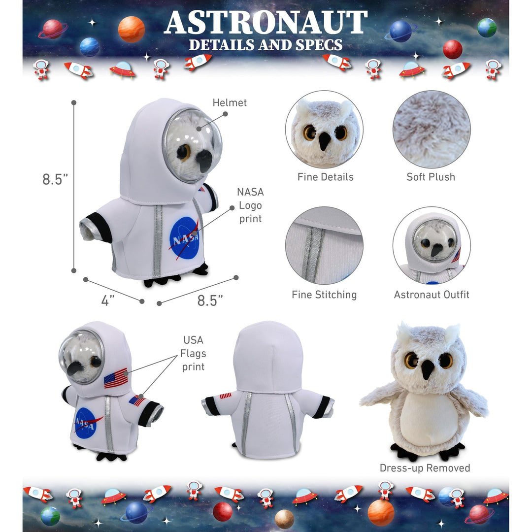 Owl Bird Astronaut Plush Toy with Space Helmet and Suit 8.5 Inches