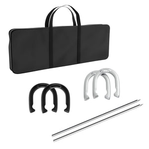 Hey! Play! Trademark Games Professional Horseshoe Set - Heavy Duty with Carrying Case Black/Silver, 1.25x28x9.25