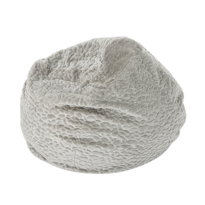 Rounded Fur Bean Bag with Softness and Comfort Grey Modern