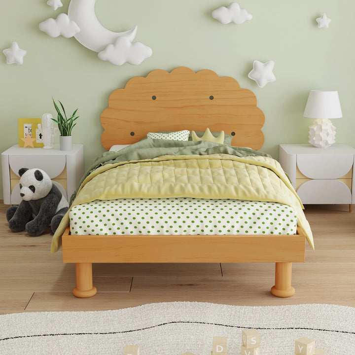 Twin Size Kids Cookie-Shaped Platform Bed Frame with Adjustable for