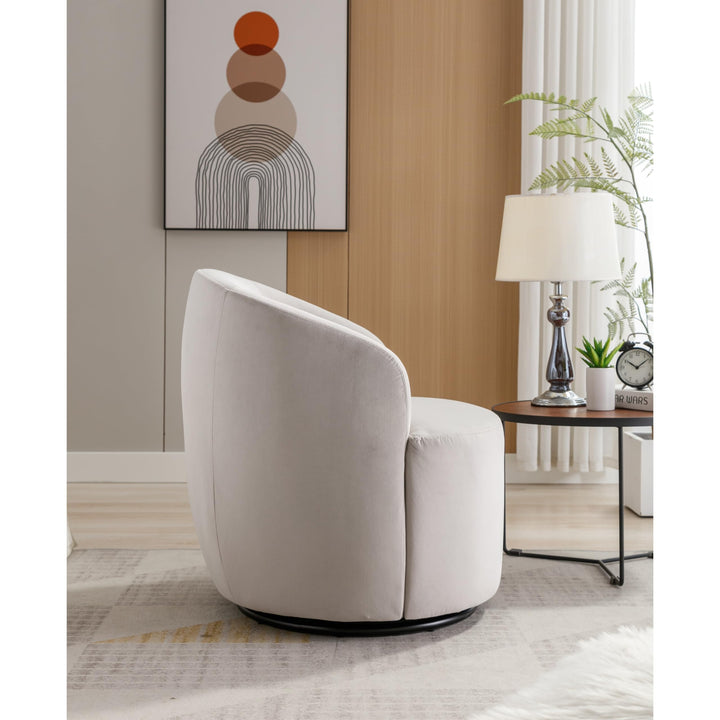 Swivel Barrel Chair Comfy Round Velvet Fabric Accent for Living Room