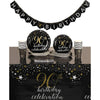 90th Birthday Party Decorations Includes Paper Plates Cups Napkins Table Covers and Banner (Serves 24 99 Pieces) Black Solid Modern Contemporary Rectangle Plastic Over 60 Piece