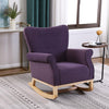 Small Contemporary Baby Room Rocking Chair Nursery Comfortable Padded Seat Kids Cushioned Arm Purple Solid Mid-Century Modern Pattern Velvet Wood Finish