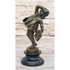 Girl Child Going to School W/Book Bag Bronze Sculpture On Marble