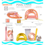 Rose Gold Inflatable Pool Float Chair Filled W/Sparkle Confetti 48 X